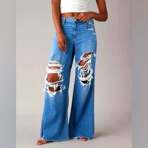 American Eagle Outfitters High Rise Baggy Short Wide Leg Comfort Stretch Jeans